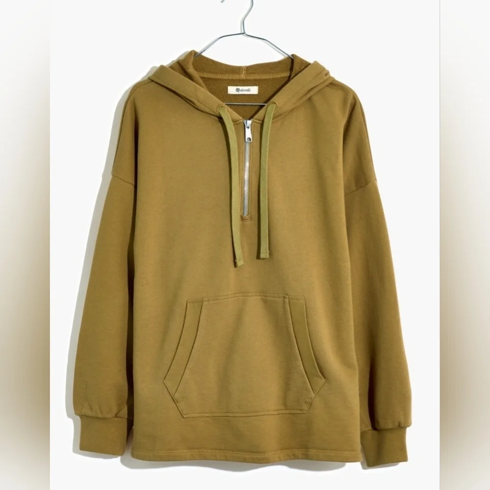 Madewell Resourced Cotton Relaxed Hoodie Sweatshirt In Olive Surplus Size M